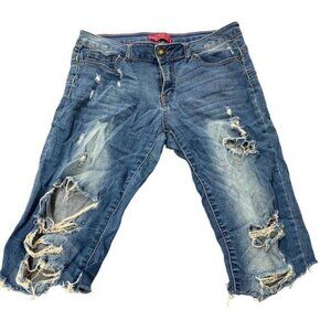 Wa Jeans But I Love You Womens Blue Distressed Cut Off Denim Shorts Size 11‌